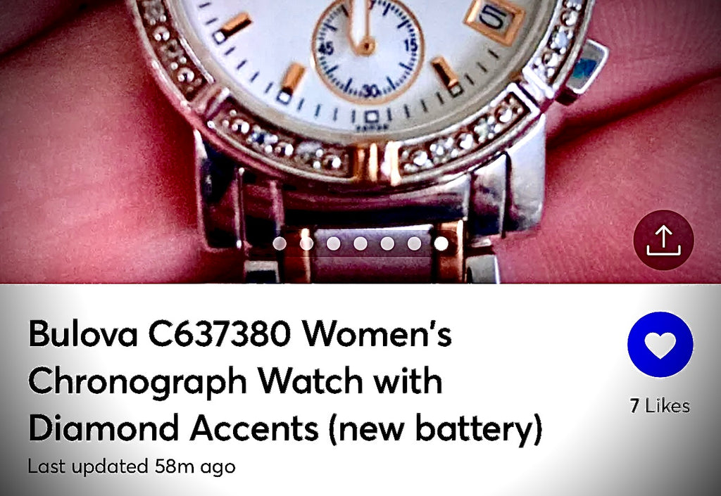 #782  Bulova C637380 Women's Chronograph Watch with Diamond Accents (new battery) Ebay Inv Mercari $91.62