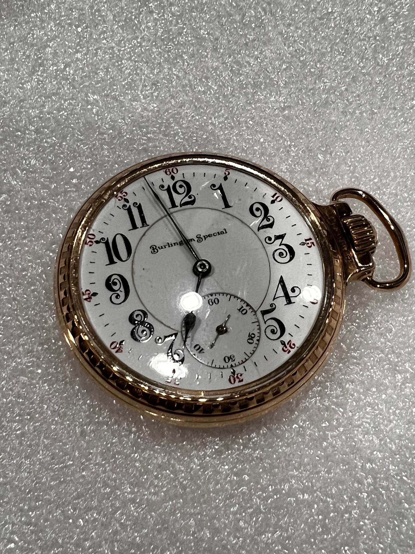 #603 Antique rare 1908 Burlington Special 12k Gold Filled 19J Size 16S pocket watch