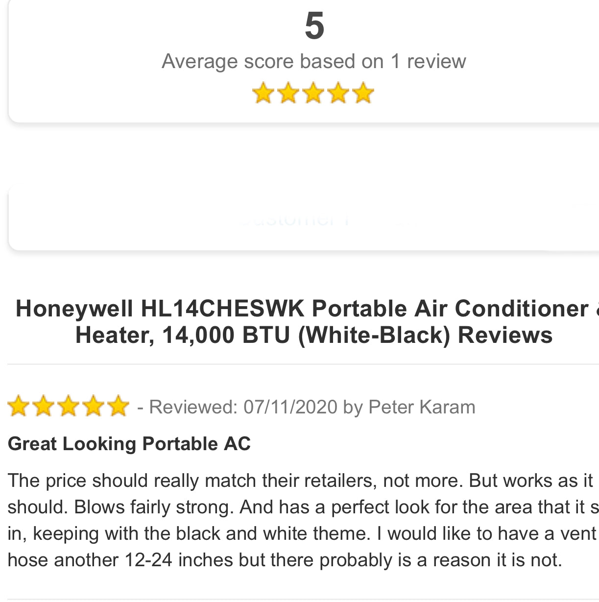 Honeywell HL14CHESWK Portable Air Conditioner, 14,000 BTU Cooling & Heating (White-Black)