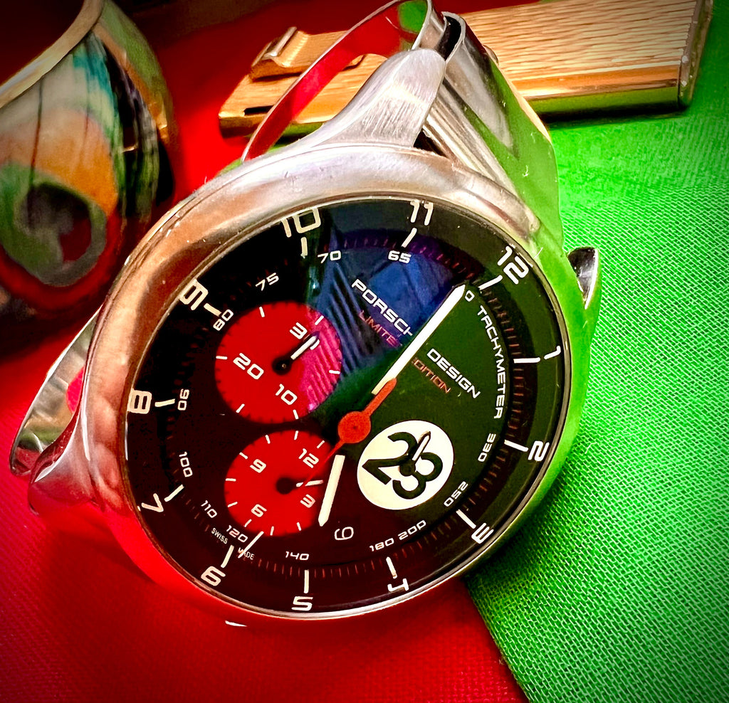 #616 Porsche Design P6612 Dashboard Chronograph Limited Edition Titanium Swiss Automatic case 42mm Lugs 22mmHighly Collectable Titanium watch car 23 winner of 1970 Lemont