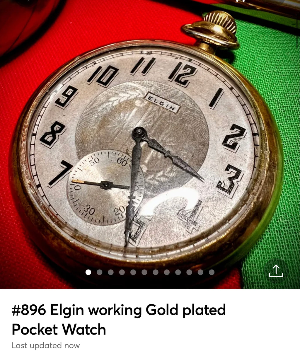 #896 Elgin working Gold plated Pocket Watch