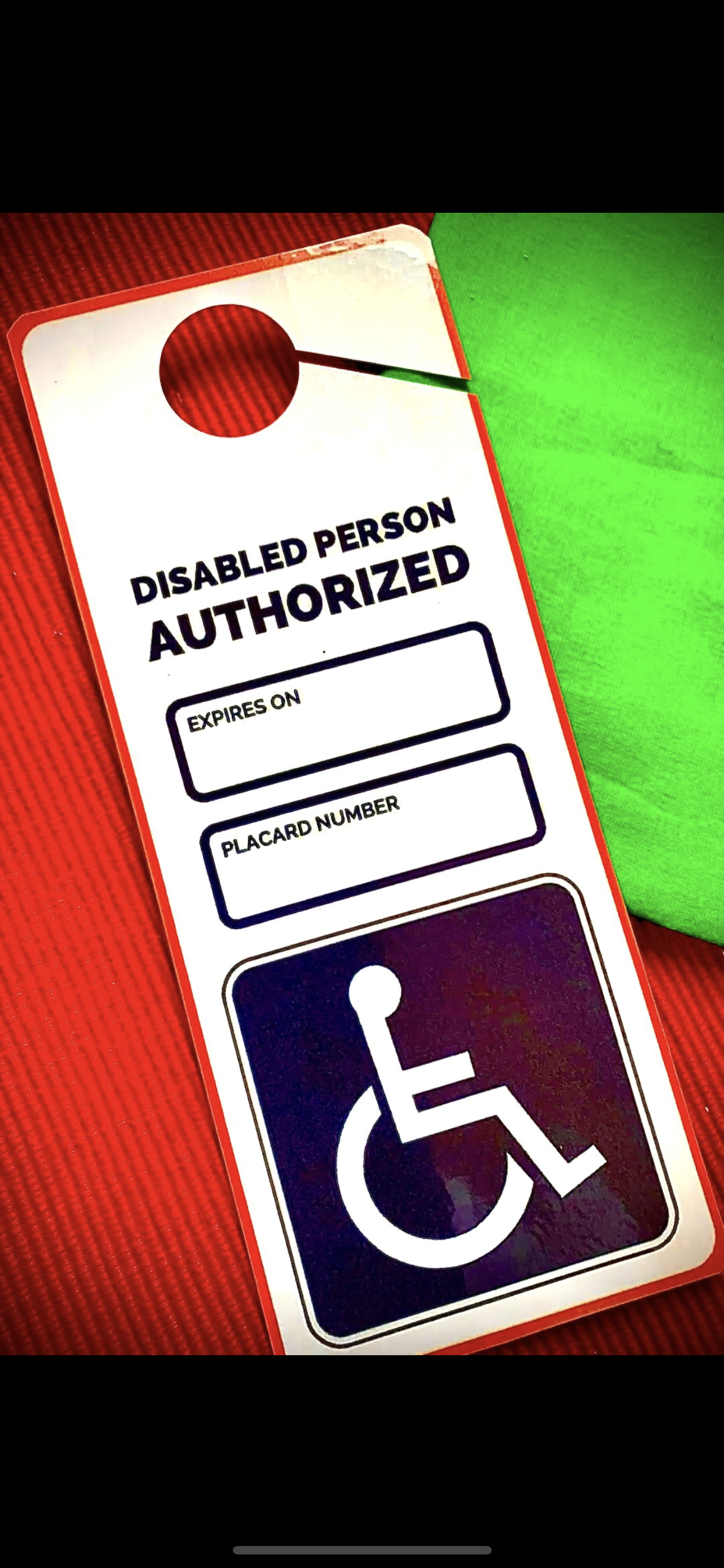 Handicap Disabled Placard, Sign Impedido Card Fast Shipping