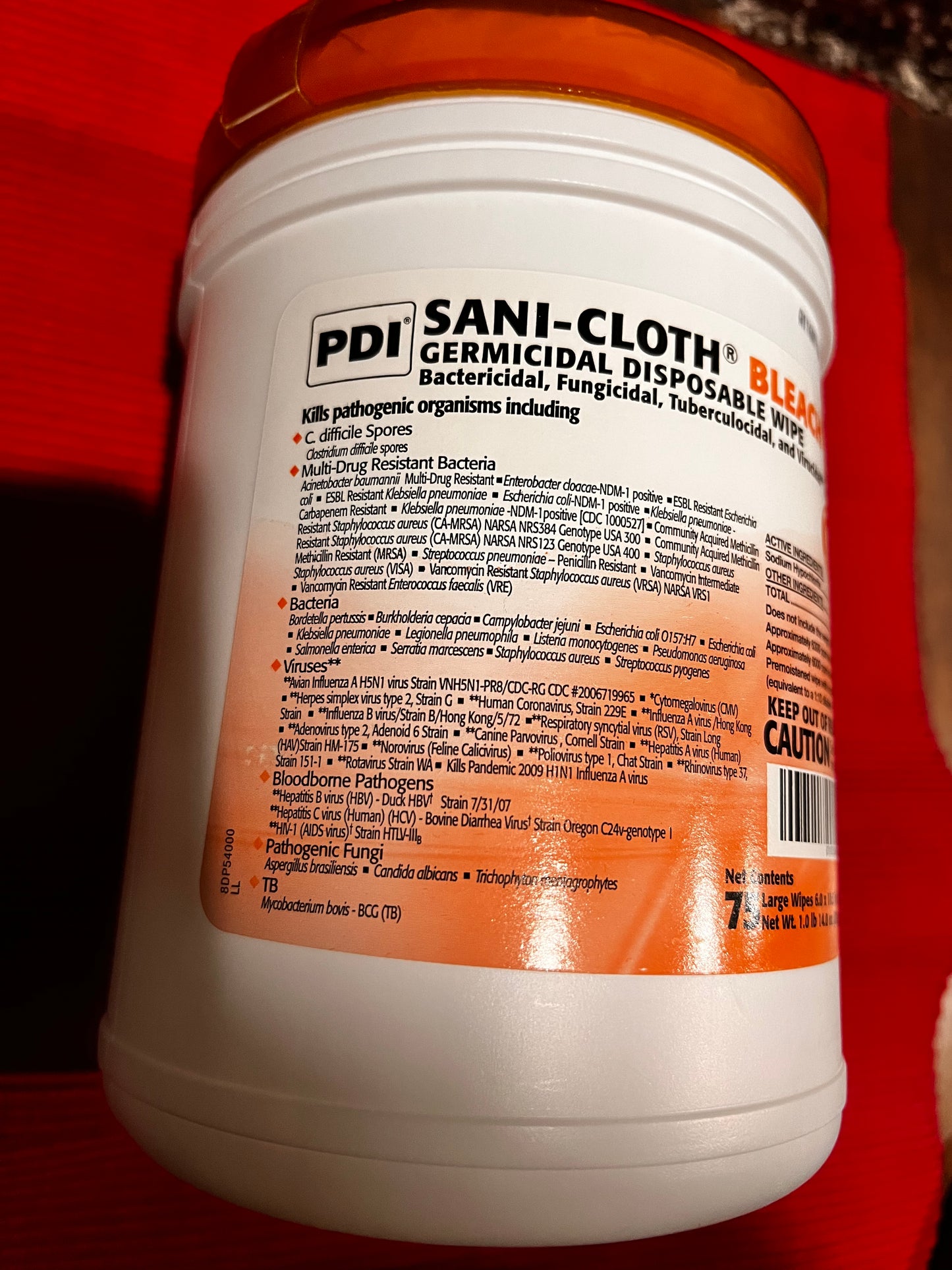 PDI SANI-CLOTH® BLEACH GERMICIDAL DISPOSABLE WIPE Bactericidal