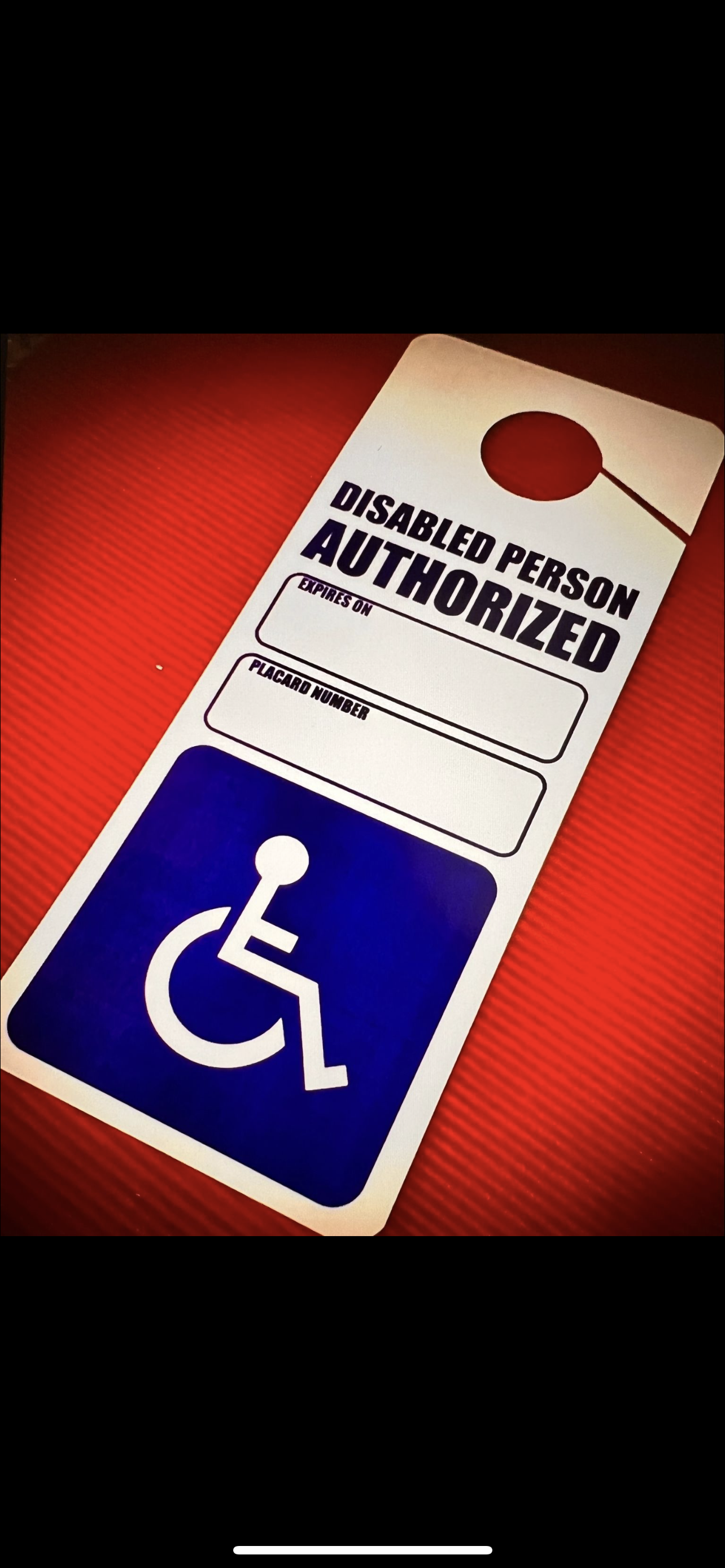 Handicap Disabled Placard, Sign Impedido Card Fast Shipping