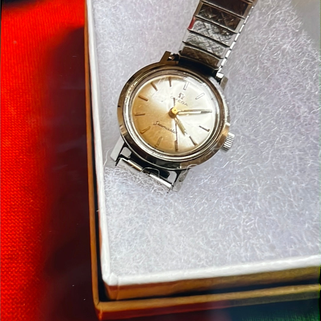 #396 Omega Seamaster Ladies, Vintage, Manual Wind Silver Dial WorkingRareHTF! Ebay Inv Shahid 170.01