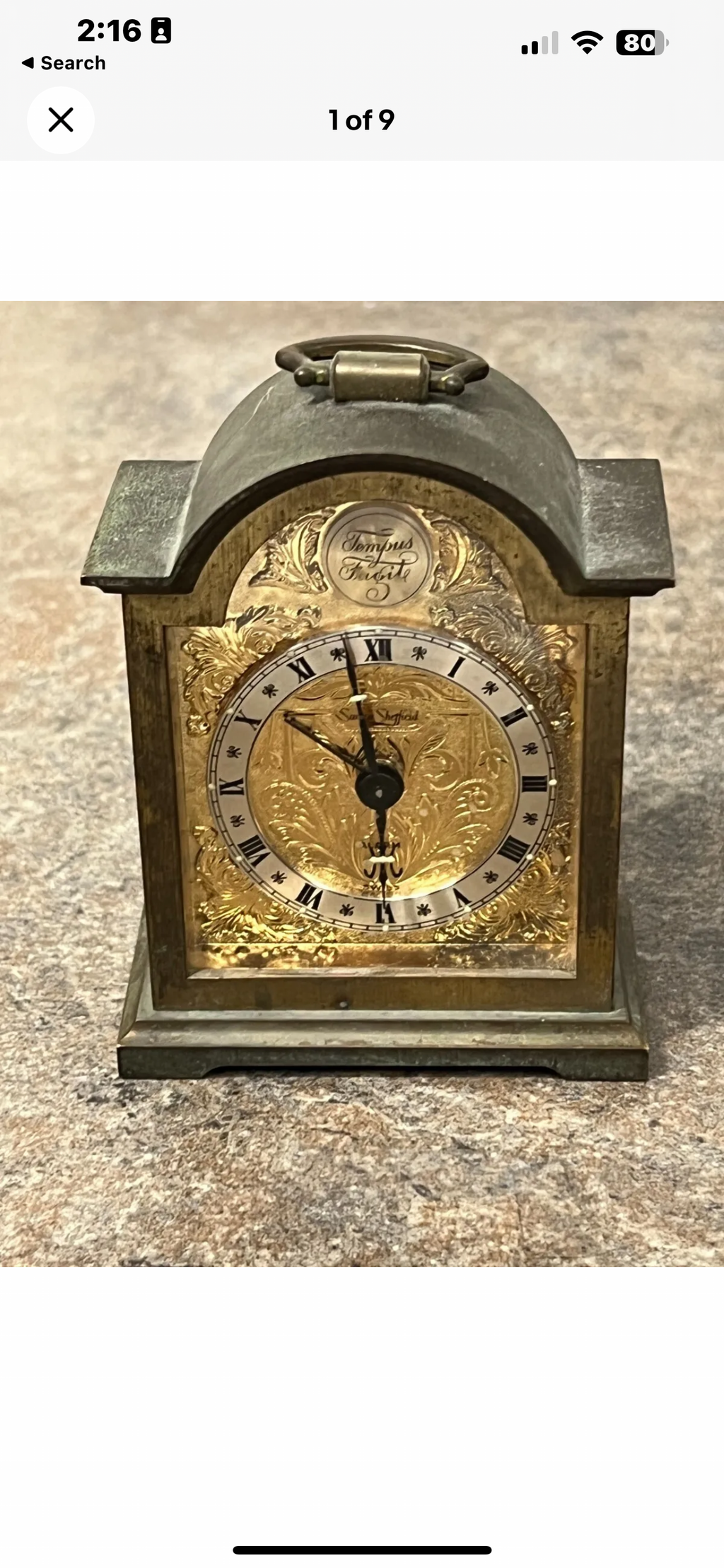 48. Vintage Swiza Sheffield Tempus Fugit Alarm Clock Es101
