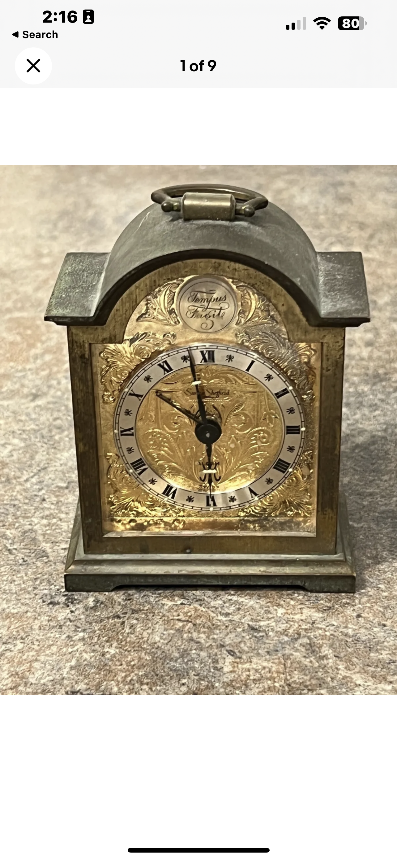 48. Vintage Swiza Sheffield Tempus Fugit Alarm Clock Es101