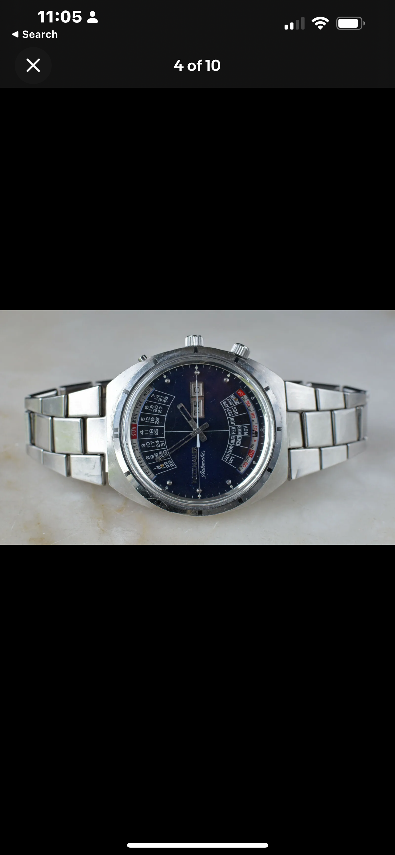 #682 1970s WITTNAUER 2000 Blue Calendar 42mm MEN Wristwatch Japan Auto Cal. W102 RUNS