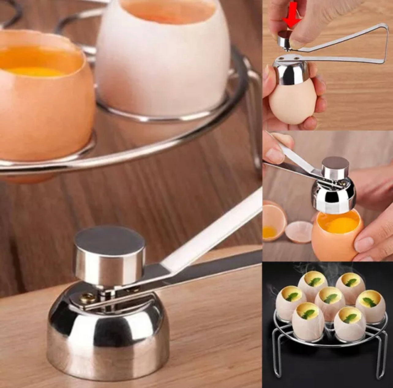 Stainless Steel Egg Cutter Eggshell Topper Shell Opener Kitchen Cooking Tool model Type B a bit larger than Model A 3.5 Cm