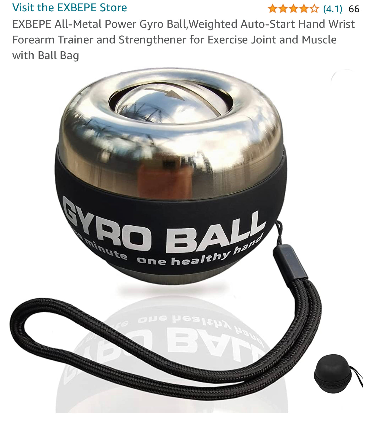 EXBEPE All-Metal Power Gyro Ball,Weighted Auto-Start Hand Wrist Forearm Trainer and Strengthener for Exercise Joint and Muscle with Ball Bag