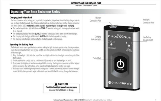 Exchange Service for Orascoptic Zeon Endeavour XL Dental LED Louopes light System Battery Module Only