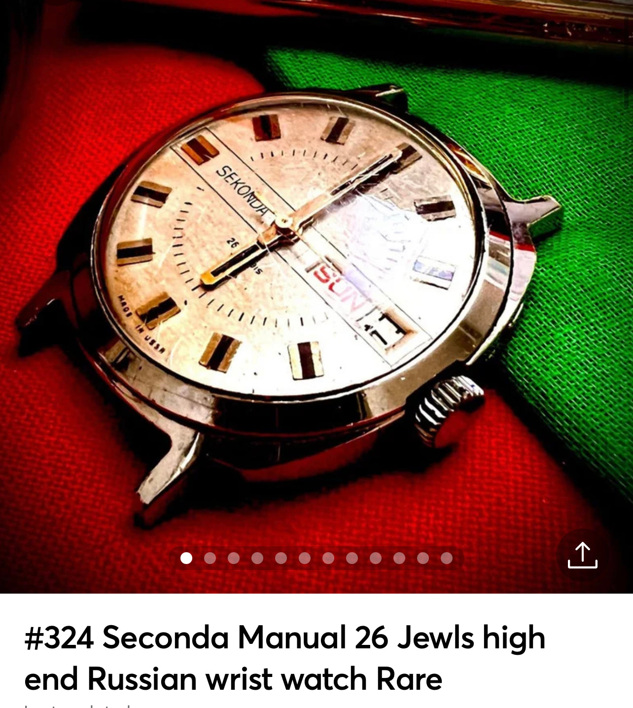 #324 Seconda Manual 26 Jewls high end Russian wrist watch Rare