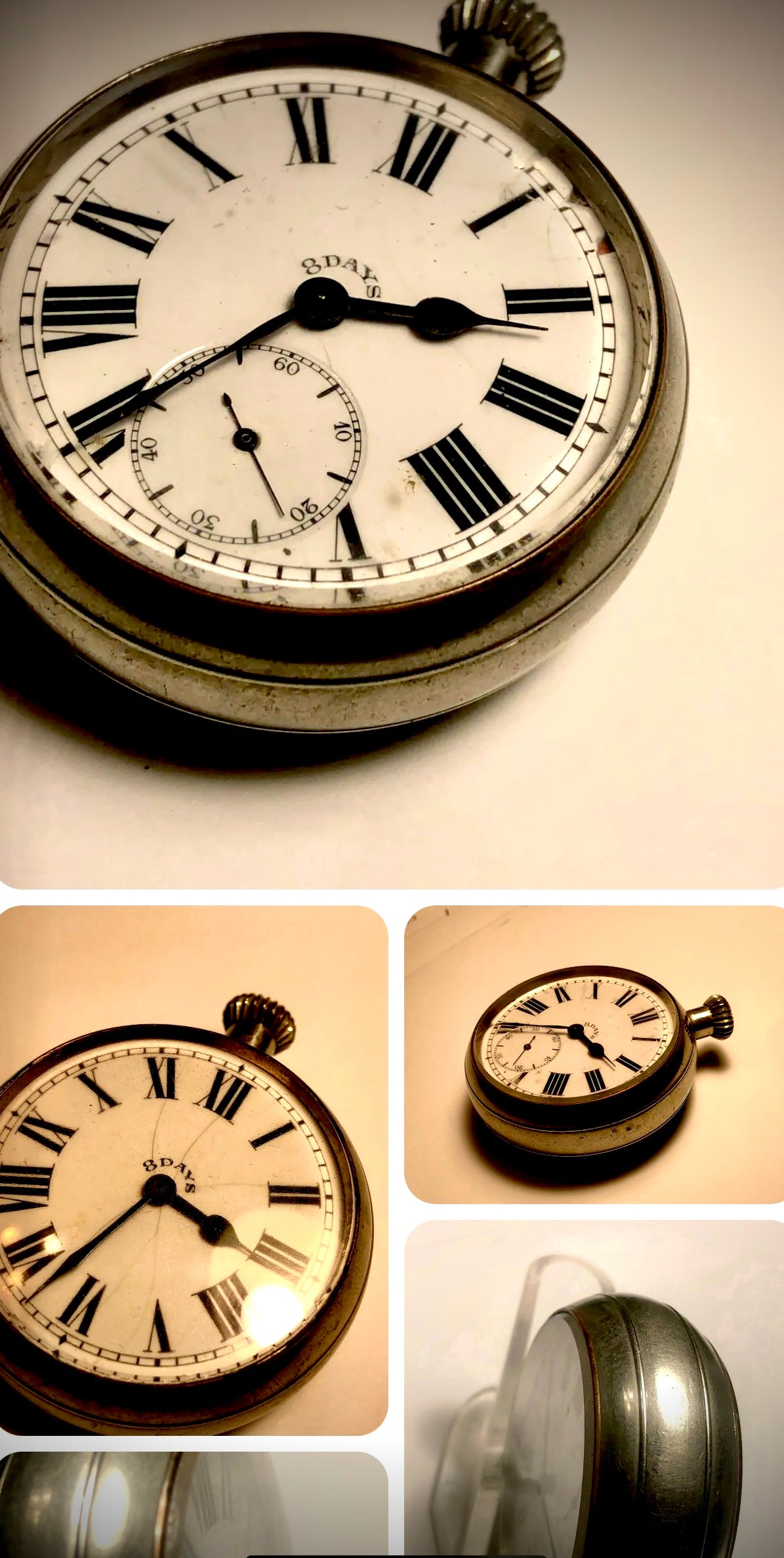 #851 RARE VINTAGE 8 DAYS DOUBLE FACE POCKET WATCH 21mm THICKNESS MECHANICAL COMPLICATED