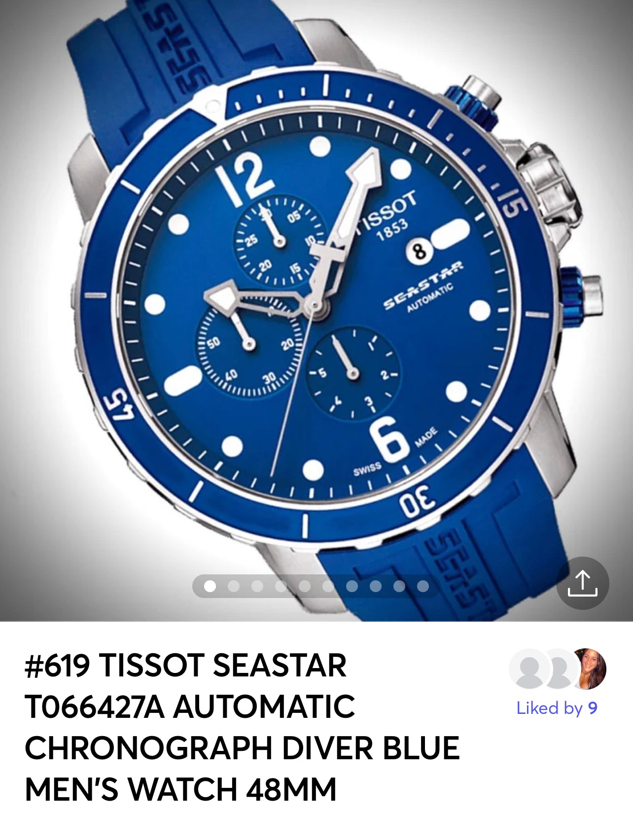 #619 TISSOT SEASTAR T066427A AUTOMATIC CHRONOGRAPH DIVER BLUE MEN'S WATCH 48MM