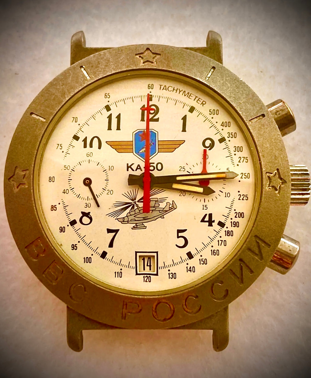 #898 Rare Collector’s Russian Chronograph Wrist Watch Poljot 3133 TITANIUM Case 23 jewls