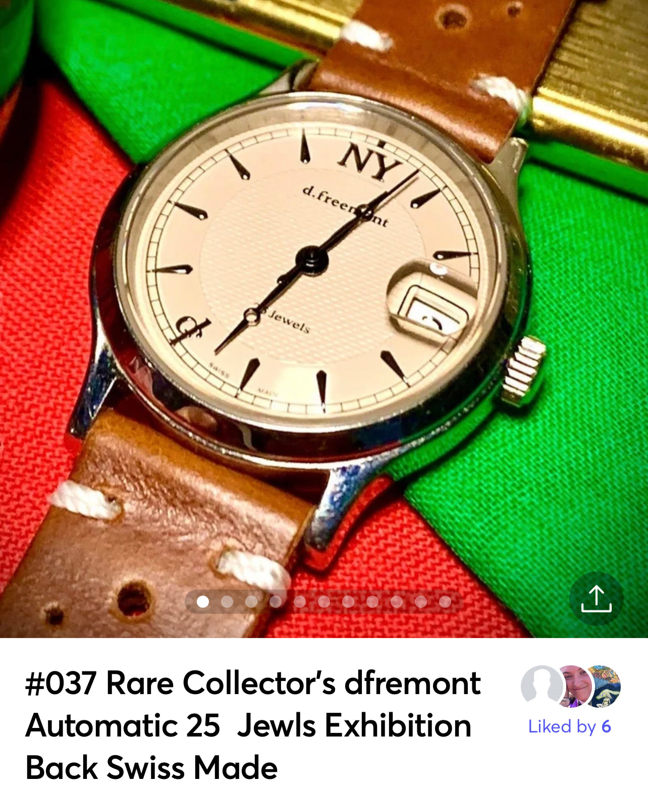 #037 Rare Collector’s dfremont Automatic 25  Jewls Exhibition Back Swiss Made