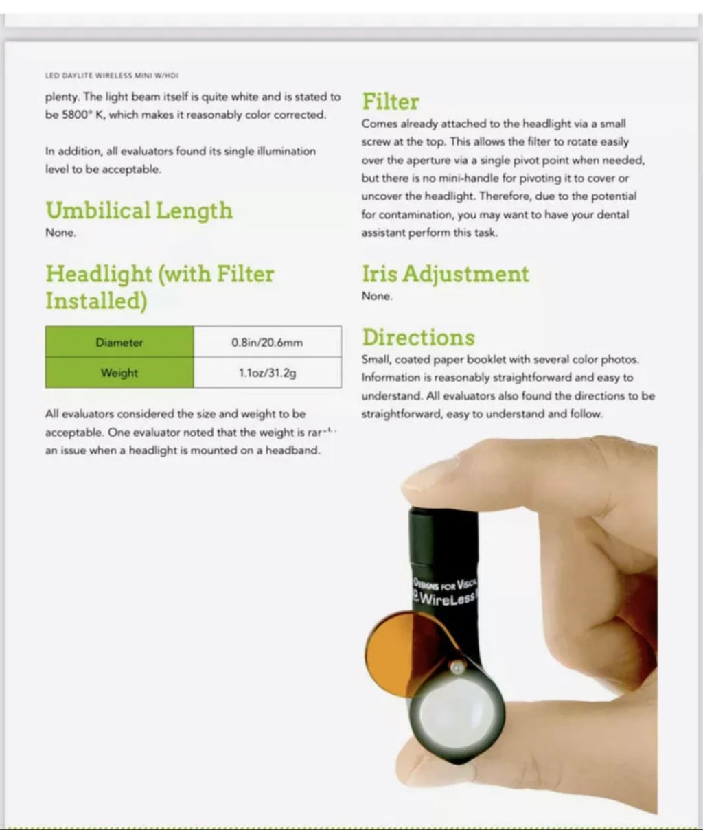 #001 Designs for Vision Daylite Wireless Mini HDI LED Loupe Light 5Yrs Warranty light weight LED Headlight Daylight For DDS, O.S, Hygenist 5 years  Warranty