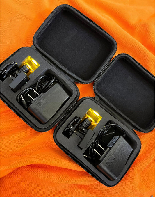 2 X Loaner Dental Loupes Wireless LED light System With Orange Filter, Charger and Carry Case Lightweight