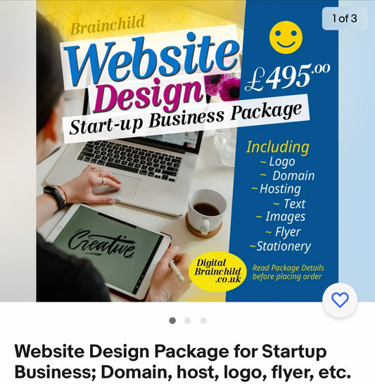 Website Design Package for Startup Business; Domain, host, logo, flyer, etc.