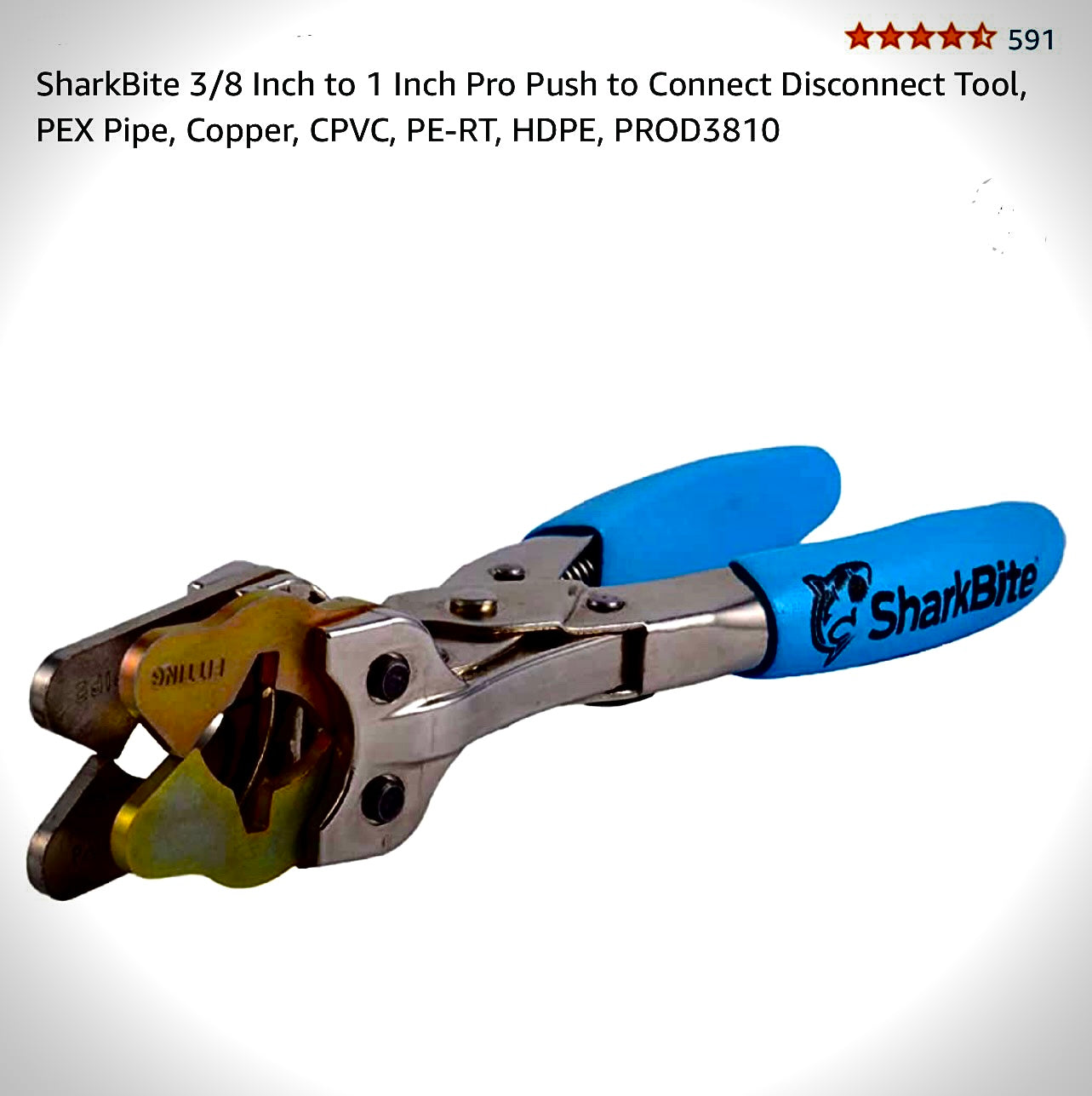 SharkBite 3/8 Inch to 1 Inch Pro Push to Connect Disconnect Tool, PEX Pipe, Copper, CPVC, PE-RT, HDPE, PROD3810