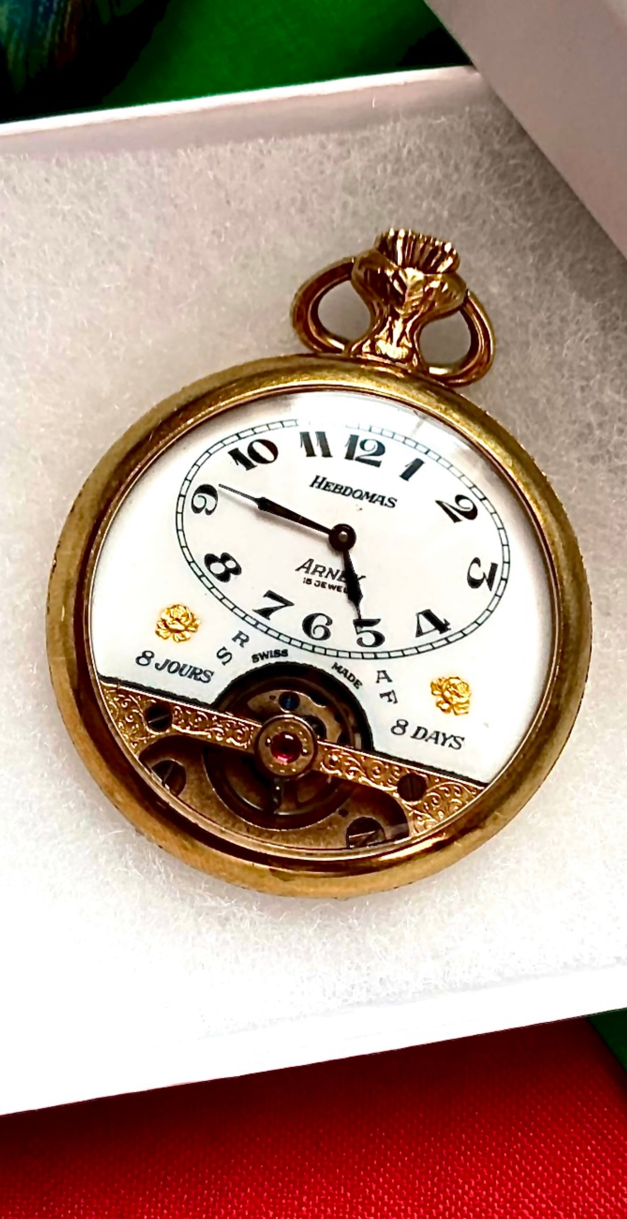 #65 Vintage 1920s Amazing Collector’s Visible Mechanism Arnex 8 Day 15 Jewel Pocket Watch