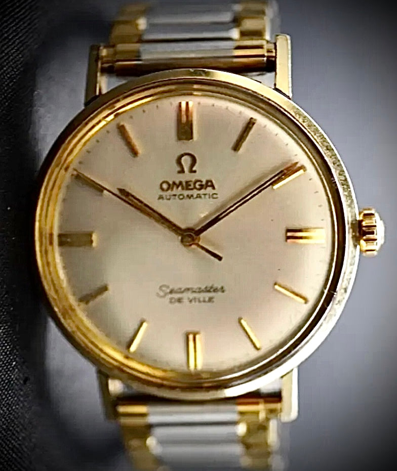 #824 Vintage Omega Seamaster Deville 14k Gold Filled SS Automatic Gold Linen Dial