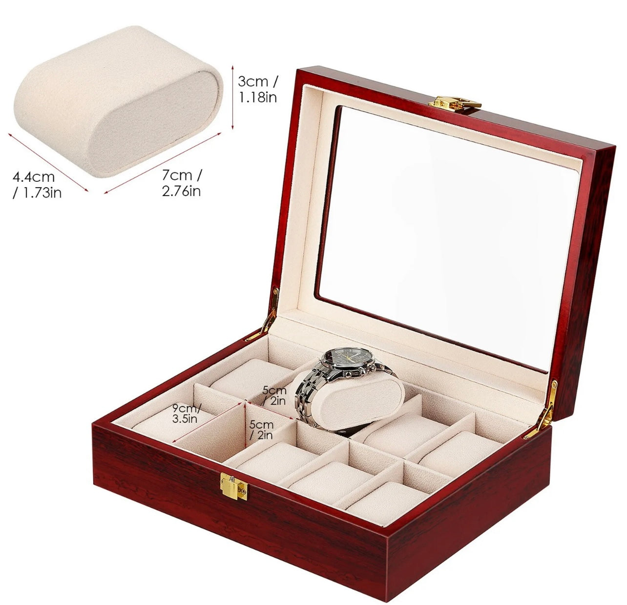 New 10 Slots Wooden Watch Display Case Jewelry Collection Storage Holder Box