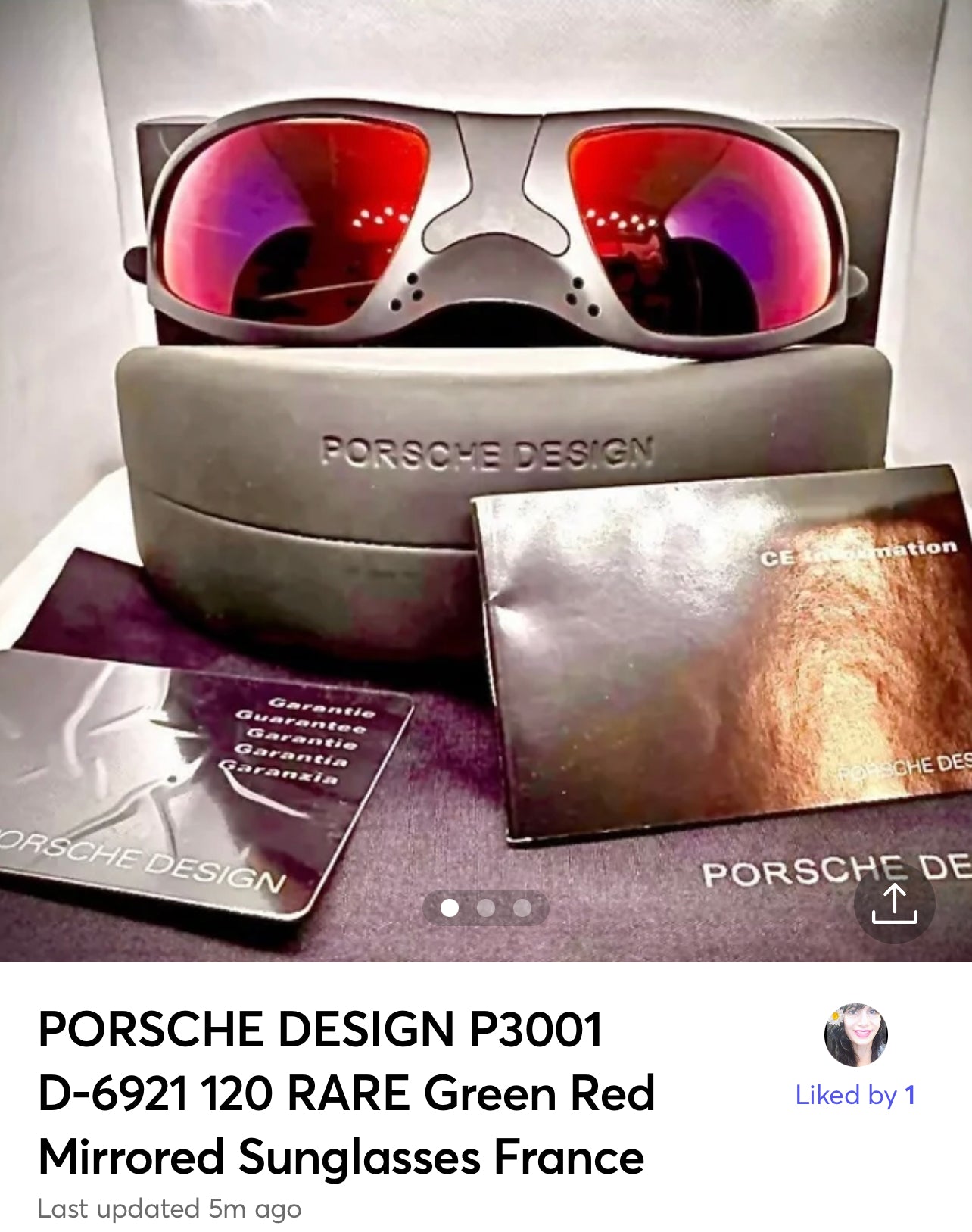 PORSCHE DESIGN P3001 D-6921 120 RARE Green Red Mirrored Sunglasses France