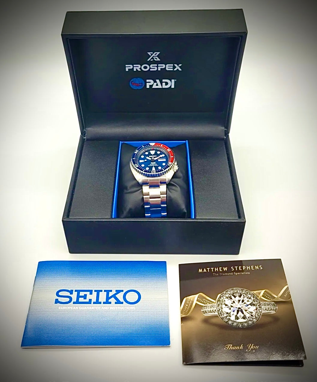 #636 Seiko SRPA21 Prospex PADI Special Edition Steel 45mm Diver Automatic Men's Watch blue dial larger size