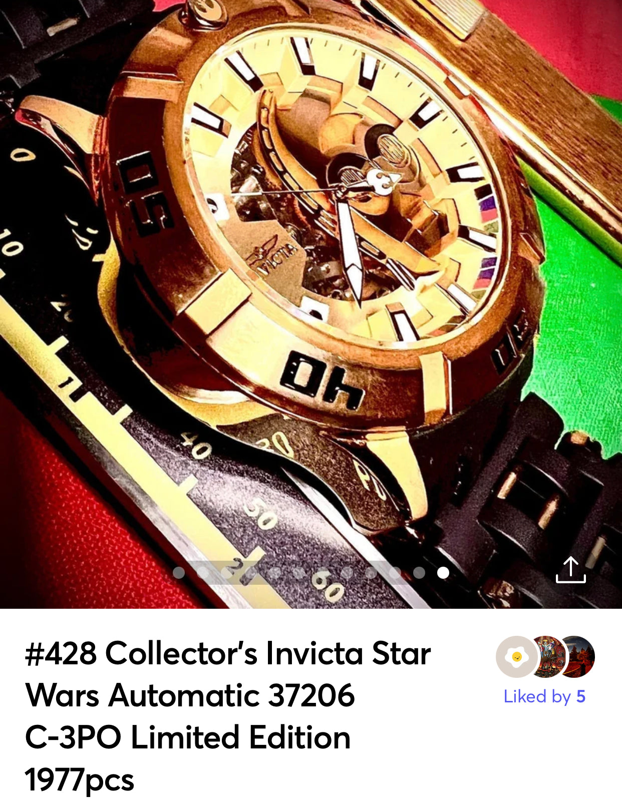 #428 Collector’s Invicta Star Wars Automatic 37206 C-3PO Limited Edition 1977pcs