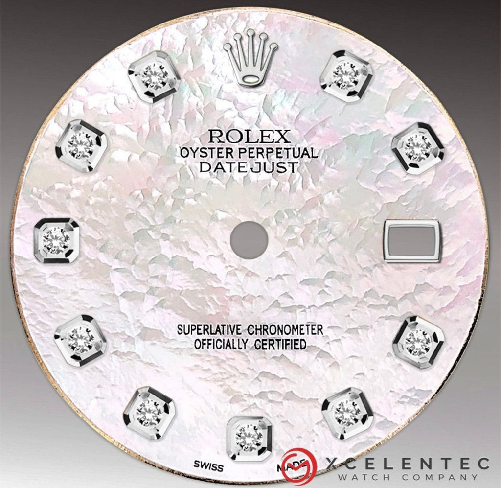 Custom Refinished Dial. Datejust 36 White MOP Diamond Dial for Rolex
