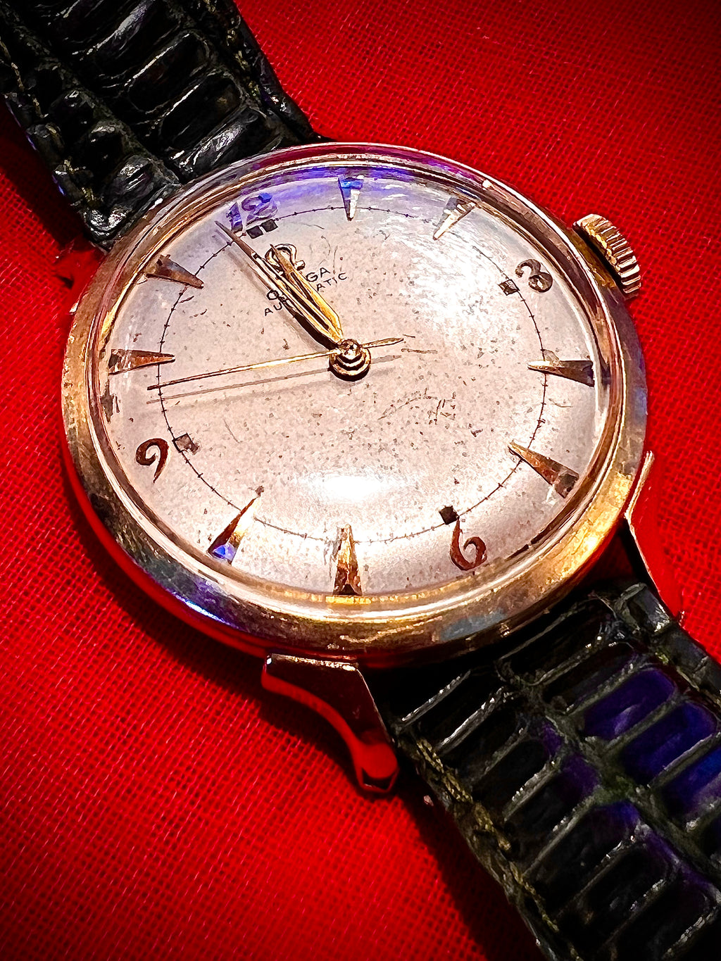 #521 Omega 14K Gold Filled automatic bumper Men Swiss watch 14K Gold Filled