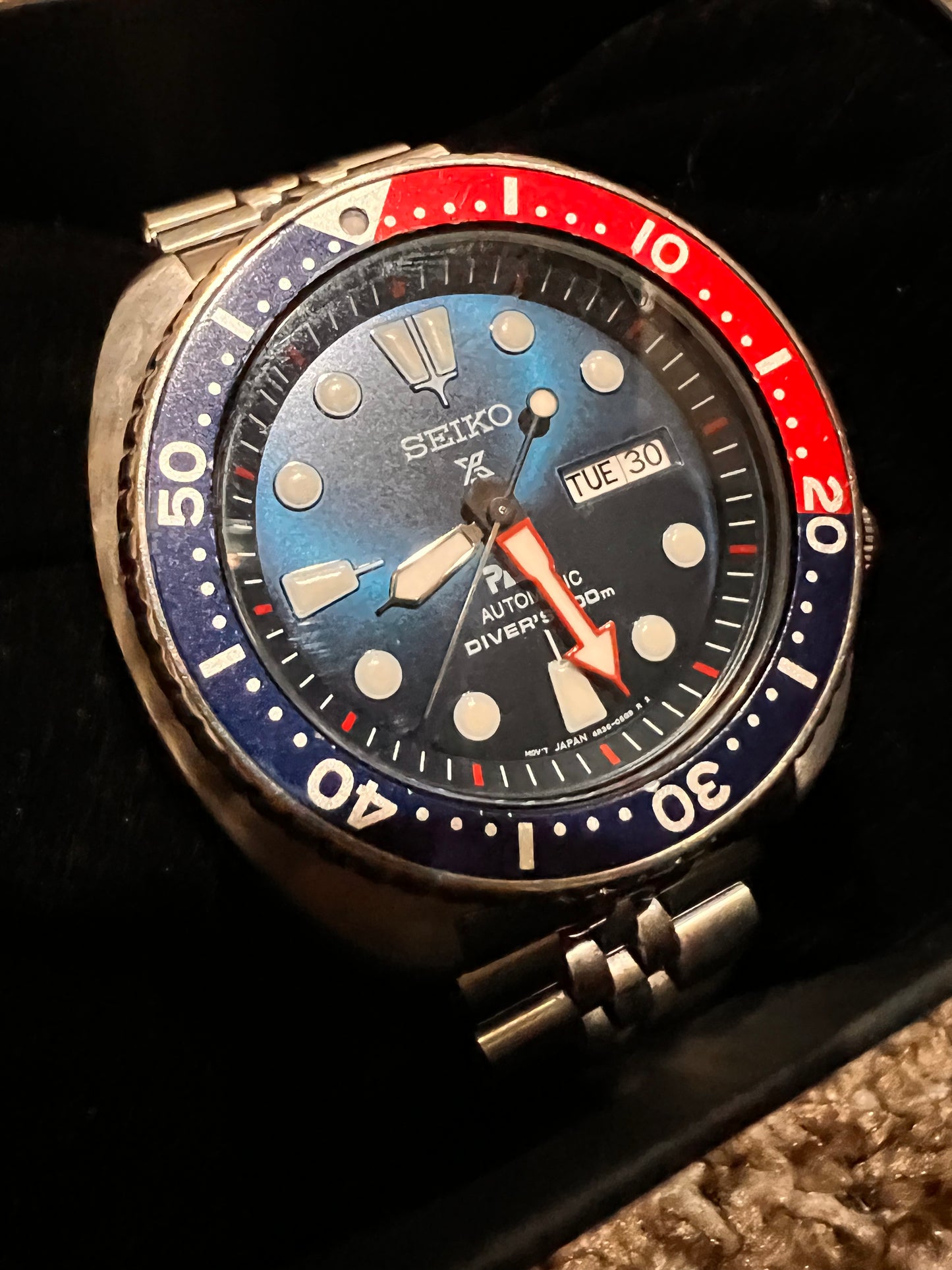 #636 Seiko SRPA21 Prospex PADI Special Edition Steel 45mm Diver Automatic Men's Watch blue dial larger size