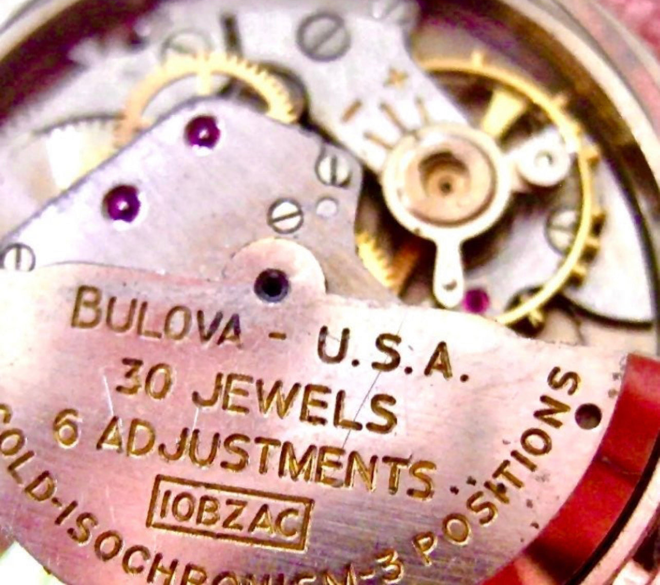 #365M Vintage BULOVA cal 10 BZAC selfwinding wrist watch movemnet for Parts or not working