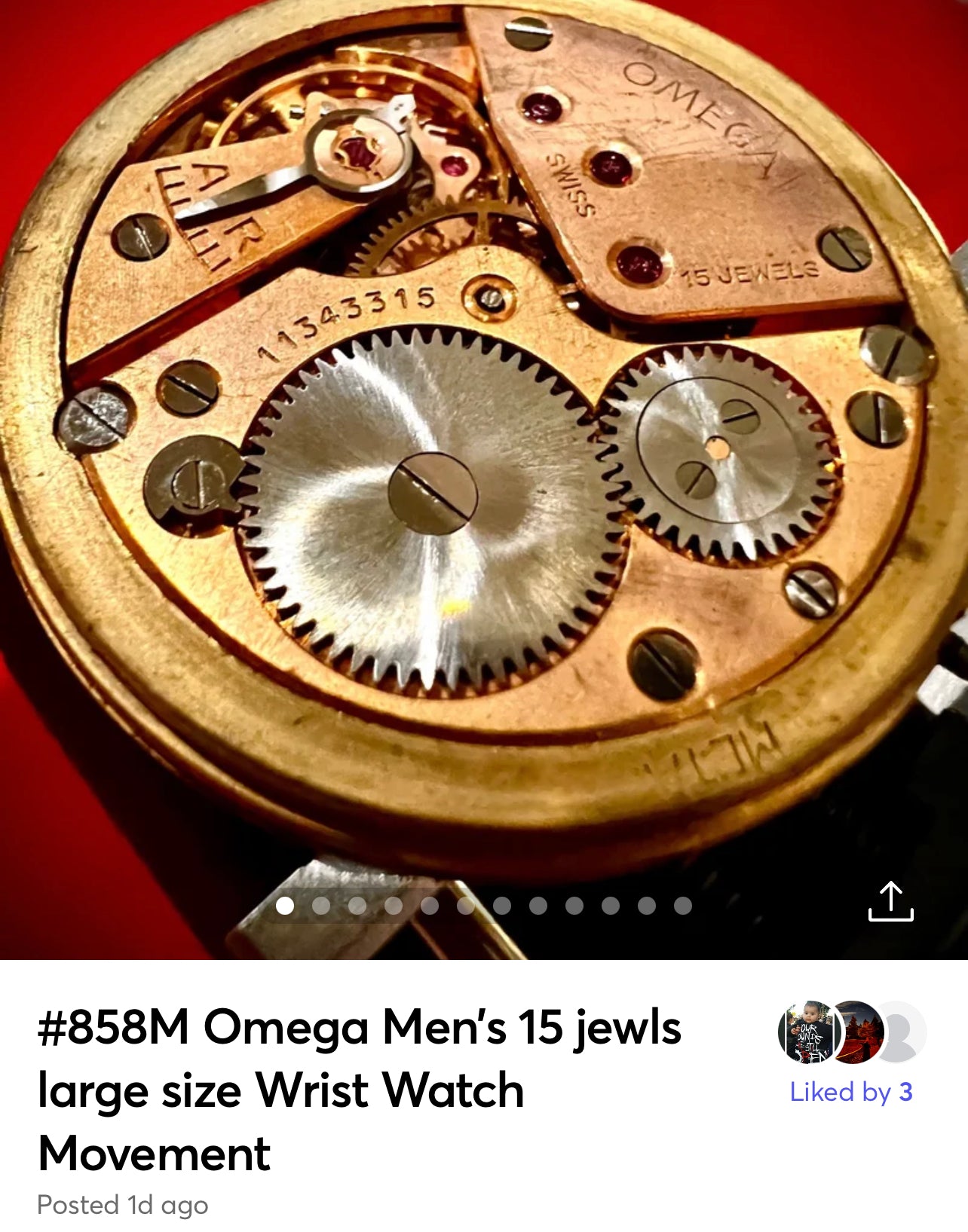 #858 Omega  project Men’s 15 jewls large size Wrist Watch