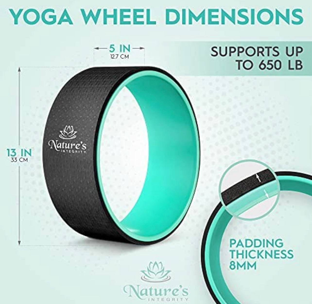 Nature’s Integrity Yoga Wheel Nature's Integrity Yoga Wheel for Stretching and Back Pain - 13" Dharma Yoga Circle Ring, Back Stretcher, Spine Roller - Deep Tissue Massage - Myofascial Release- Bonus Pose Guide Included