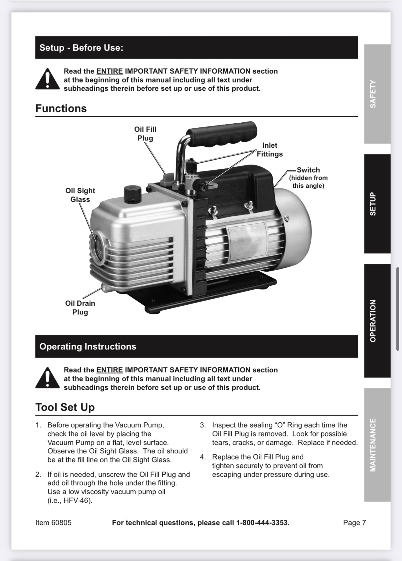 PITTSBURGH AUTOMOTIVE 3 CFM Two Stage Vacuum Pump