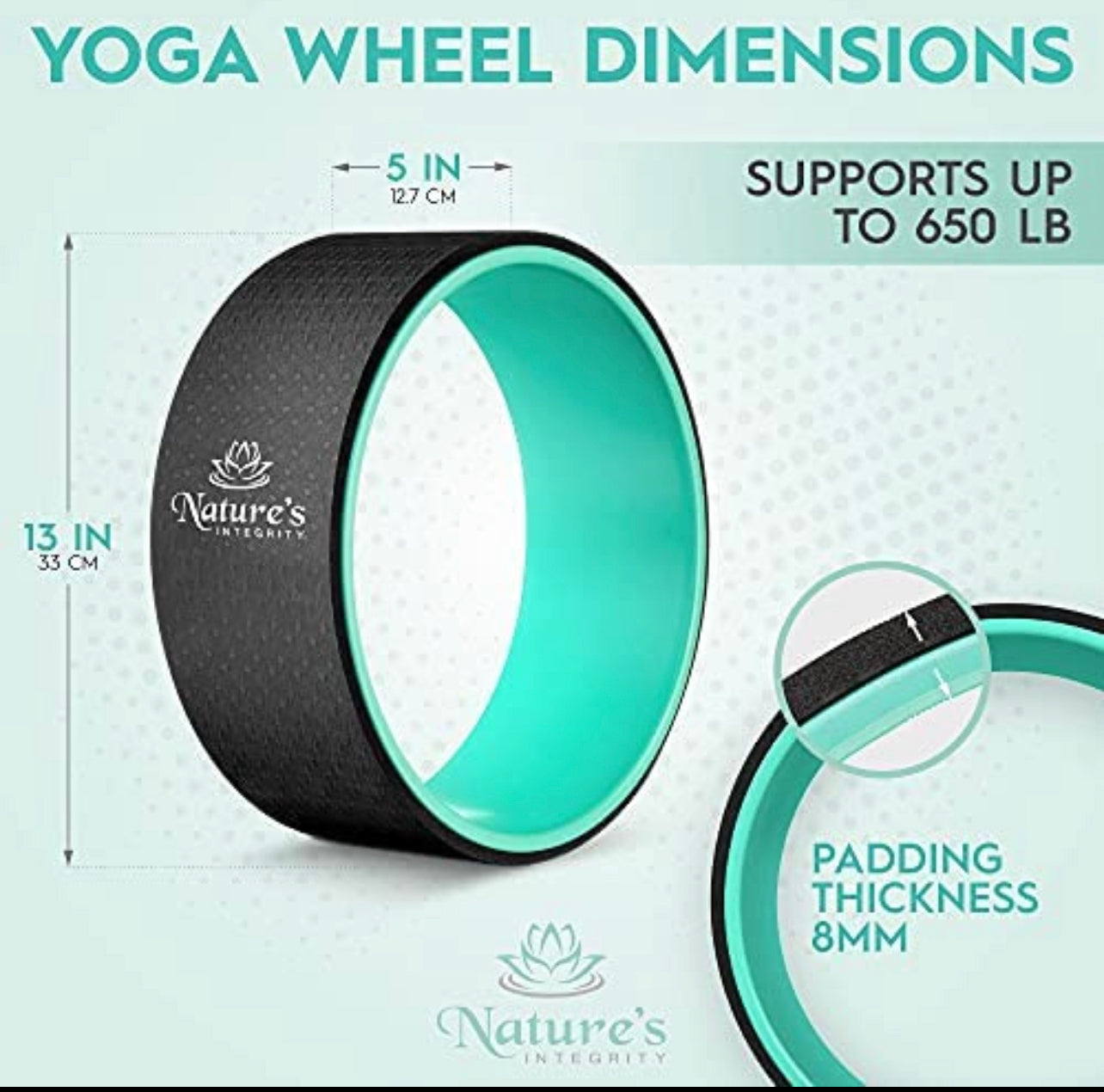 Nature’s Integrity Yoga Wheel Nature's Integrity Yoga Wheel for Stretching and Back Pain - 13" Dharma Yoga Circle Ring, Back Stretcher, Spine Roller - Deep Tissue Massage - Myofascial Release- Bonus Pose Guide Included