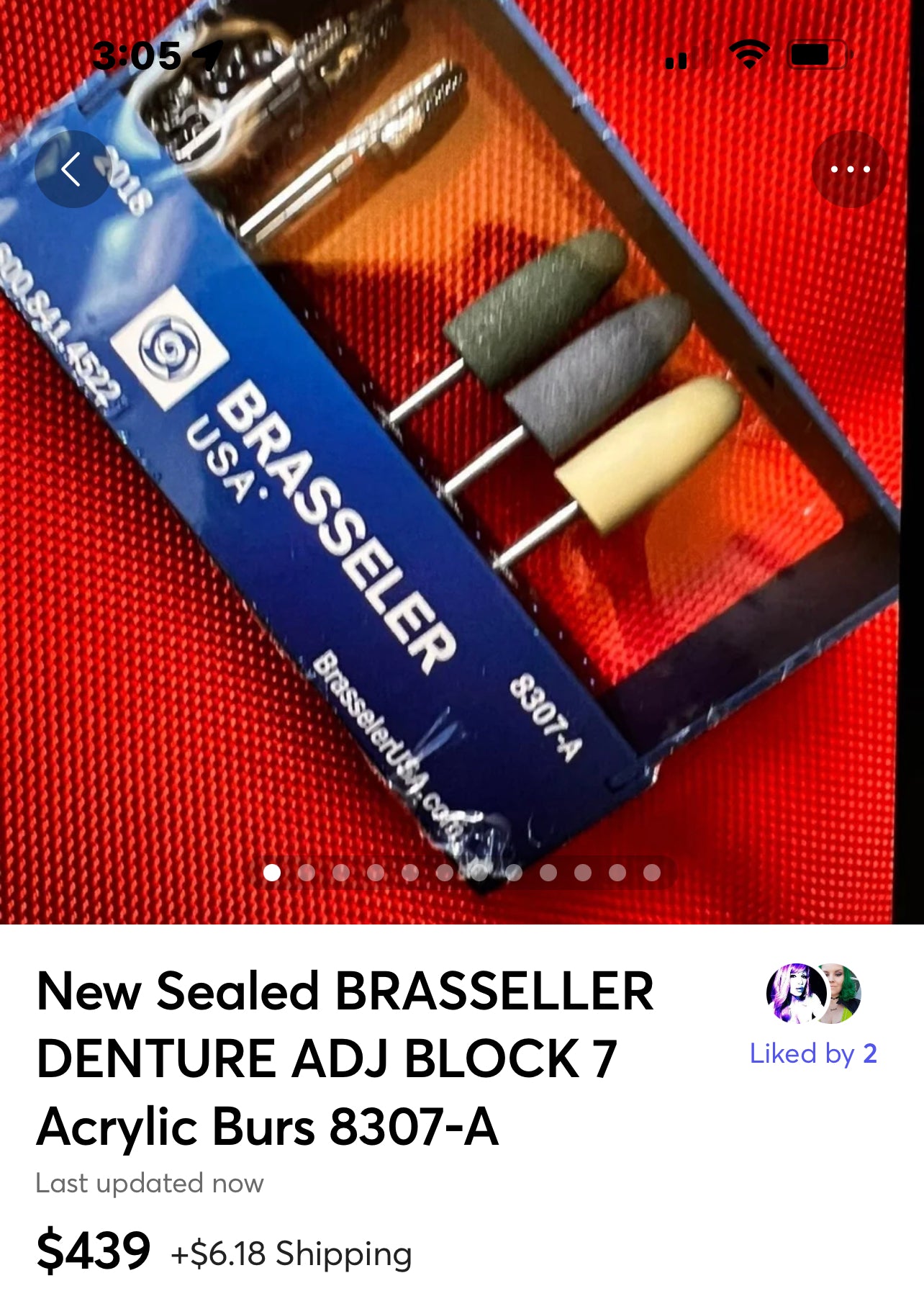 New Sealed BRASSELLER DENTURE ADJ BLOCK 7 Acrylic Burs 8307-A