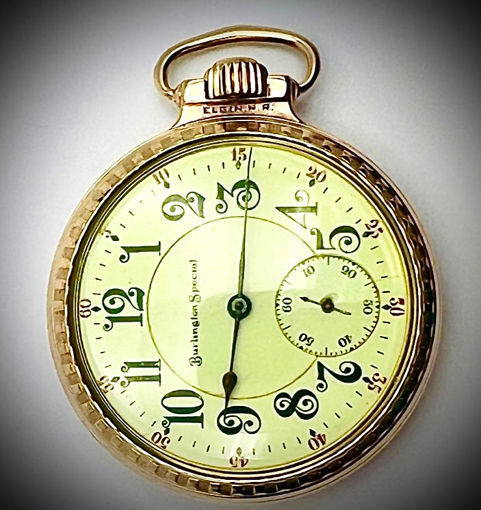 #603 Antique rare 1908 Burlington Special 12k Gold Filled 19J Size 16S pocket watch