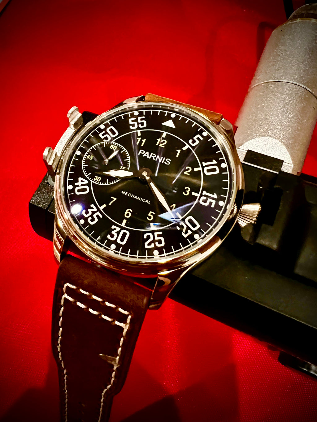 #123 Amazing 44mm PARNIS black dial luminous movement Unisex wrist watch