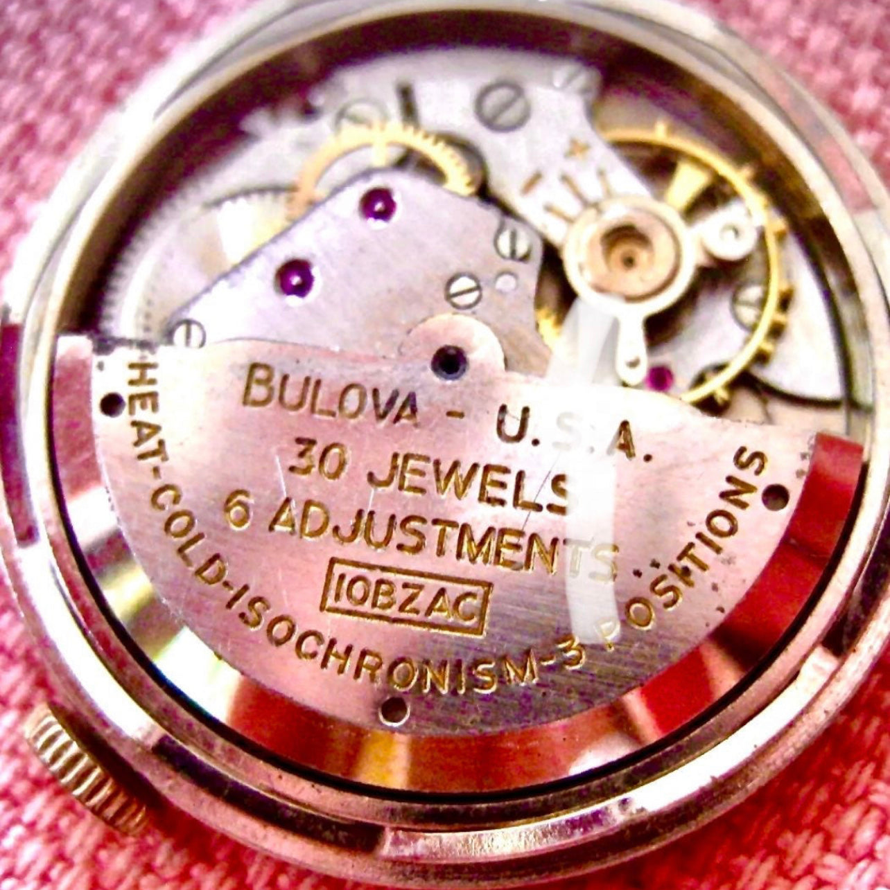 #365M Vintage BULOVA cal 10 BZAC selfwinding wrist watch movemnet for Parts or not working