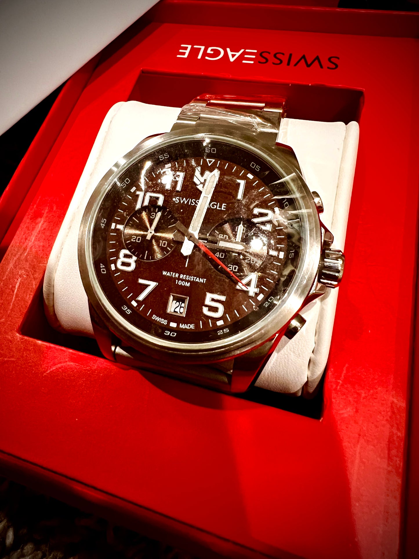 #882 Swiss Eagle 100 Meter Swiss Made Quartz Chronograph Watch with Date Limited Edition Brand New