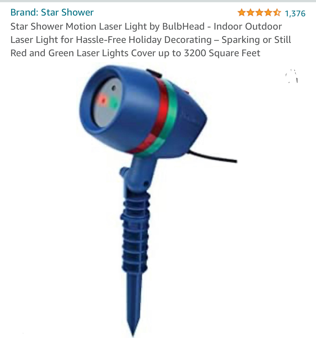 Star Shower Ultra 9, AS-SEEN-ON-TV, Outdoor Laser Holiday Projector, New 2022 Model w/ 9 Unique Patterns, Showers Home w/Thousands of Lights, 3 Color Combos, Motion or Still, Up to 3200 Sq Ft