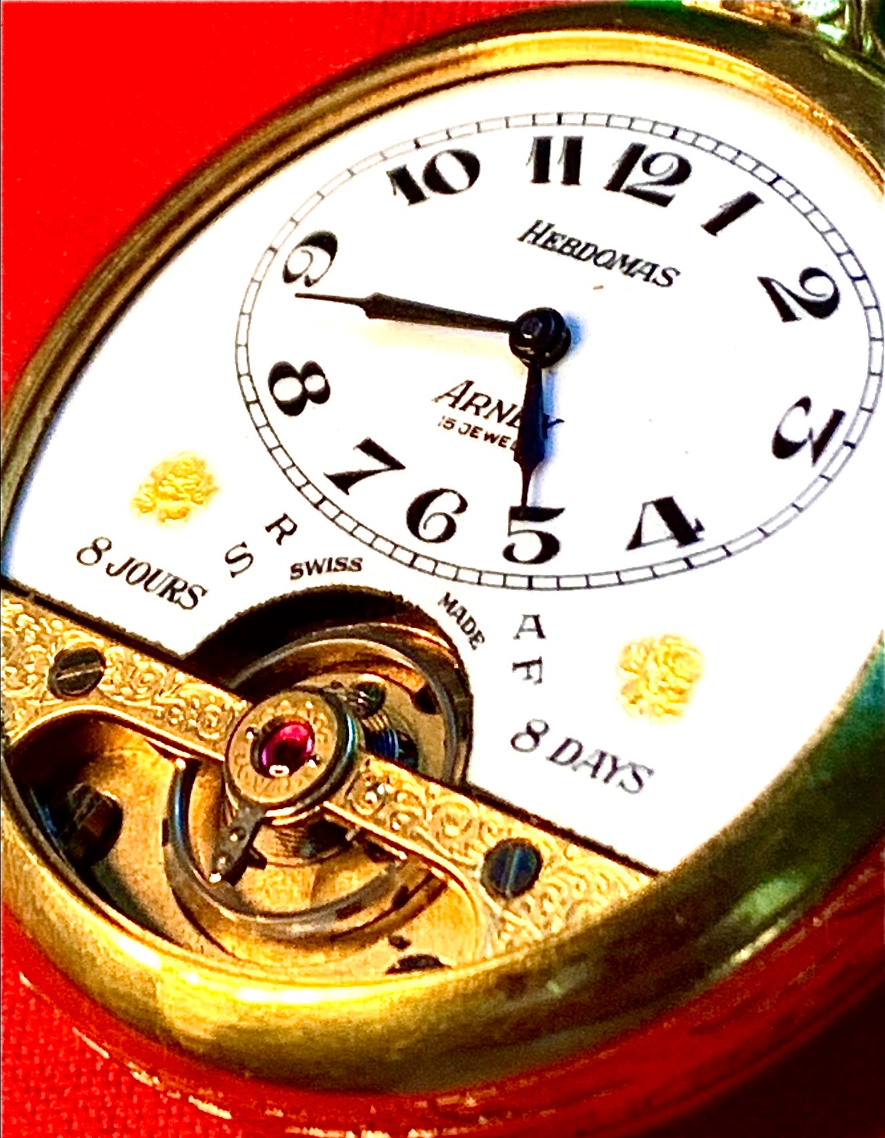 #65 Vintage 1920s Amazing Collector’s Visible Mechanism Arnex 8 Day 15 Jewel Pocket Watch