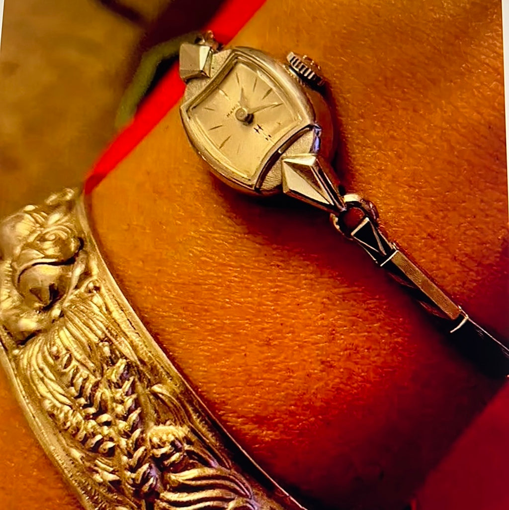 #737 1950 Rare Vintage Hamilton 17 Jewels Ladies Watch Shock Resist 10K R.Gold