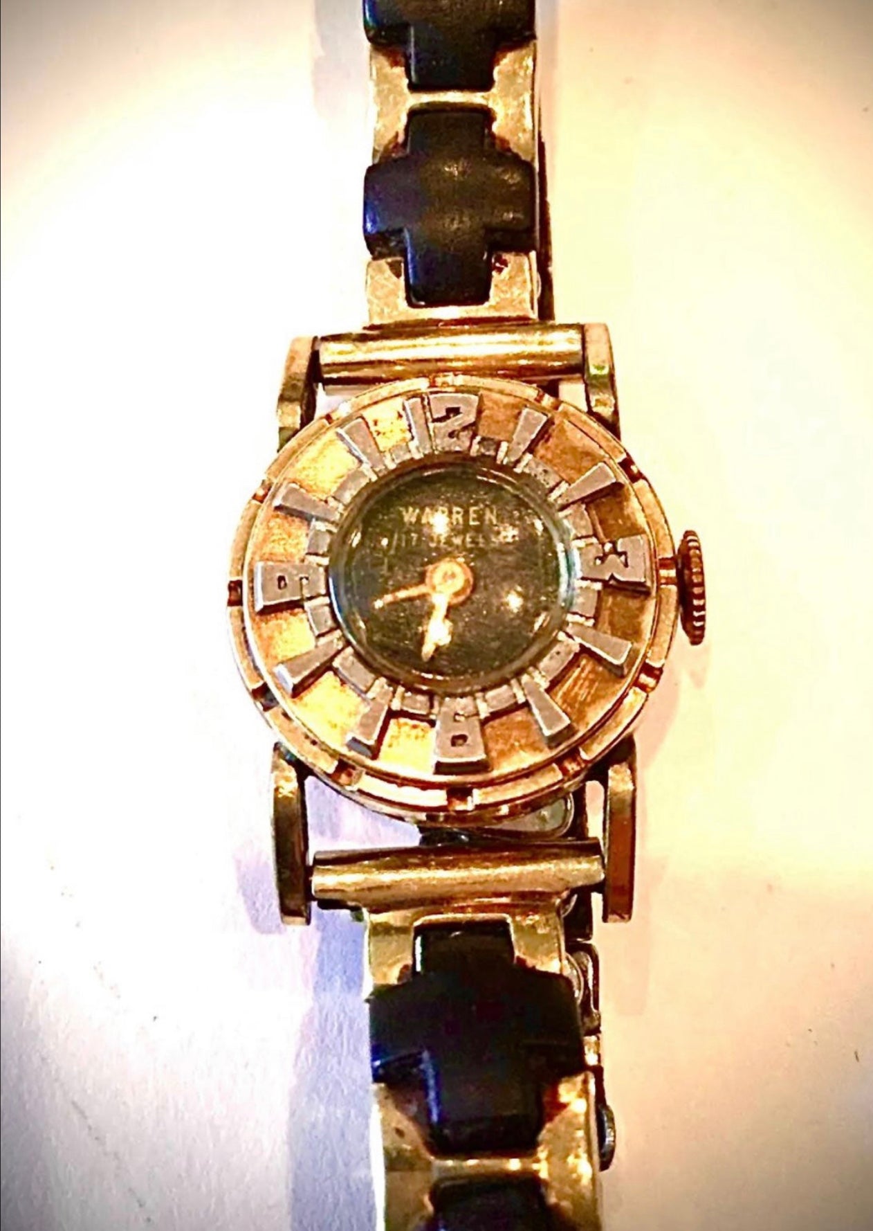 R#401 RARE Vintage Gorgeous Art Deco Gold Filled WARREN Watch Bakelite