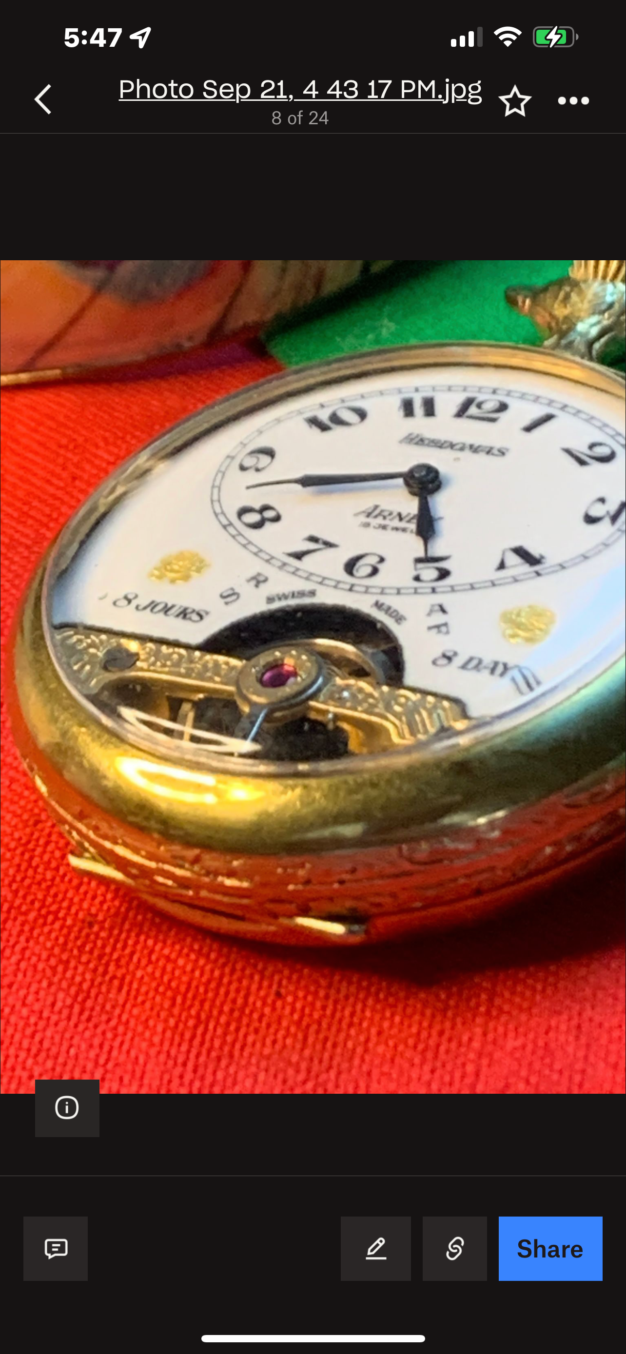 #65 Vintage 1920s Amazing Collector’s Visible Mechanism Arnex 8 Day 15 Jewel Pocket Watch