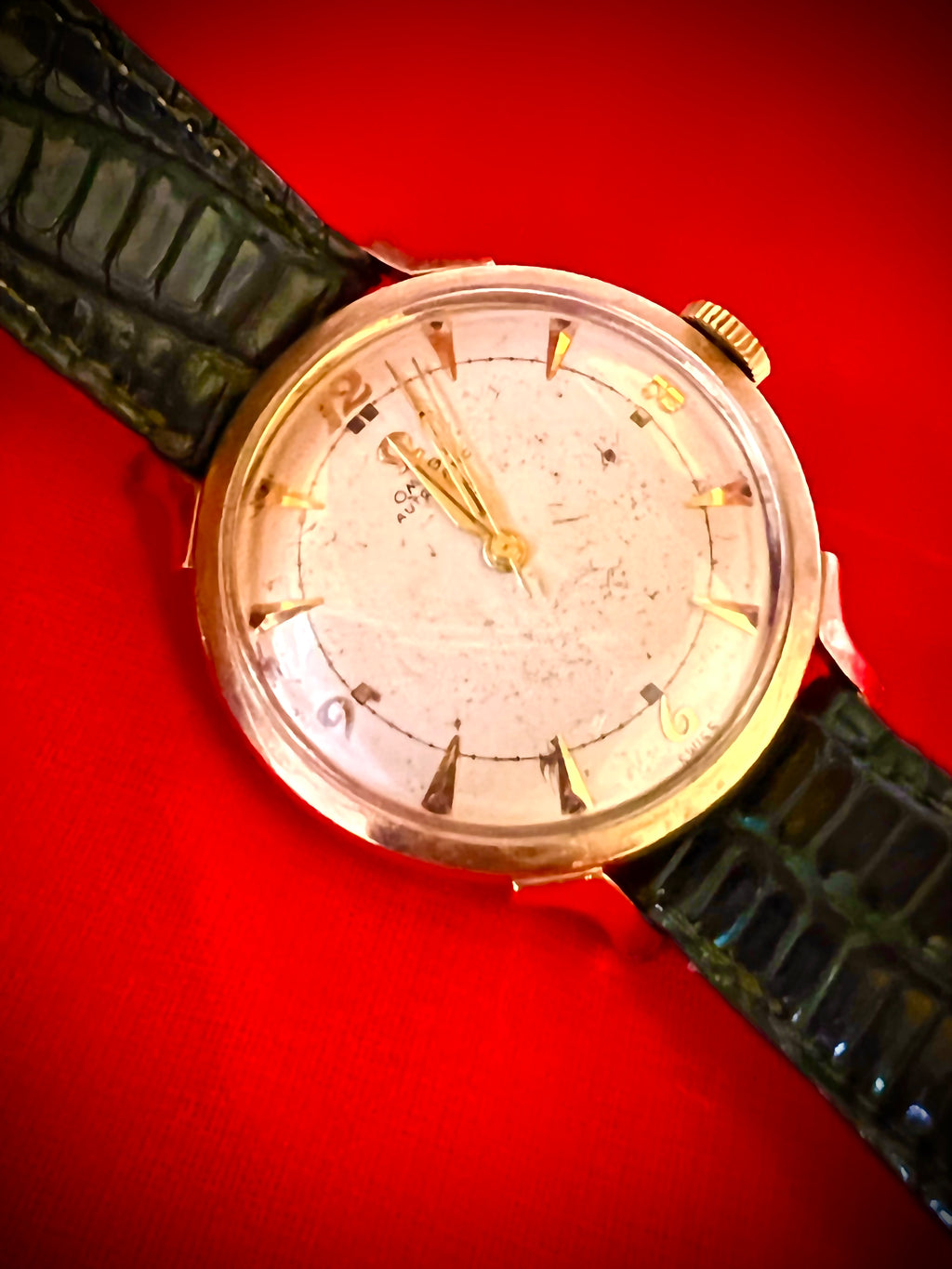 #521 Omega 14K Gold Filled automatic bumper Men Swiss watch 14K Gold Filled