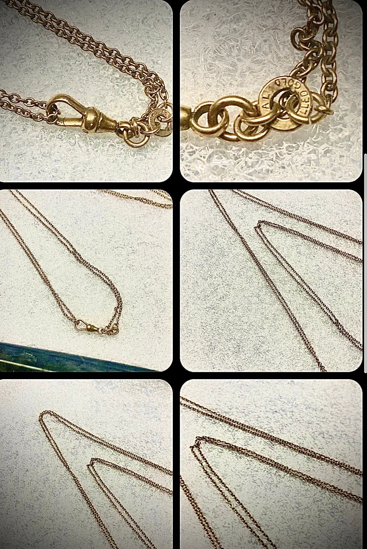 10k Antique Gold Filled Double Chain Hercules Pocket Watch Chain 26in Long Rare!